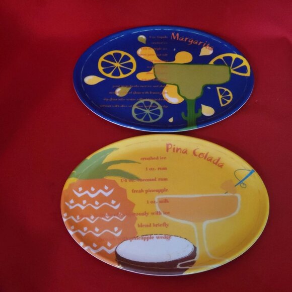 Precidio Melamine Snack Plate Pinacolada Margarita Recipe Set of 2 - Picture 5 of 11